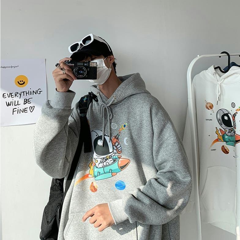 Áo Khoác Hoodie Cổ Tròn Tay Dài Dáng Rộng In Hoạt Hình 3 Màu Kiểu Hàn Quốc Thời Trang Mùa Thu Cho Cặp Đôi Size M-3XL
