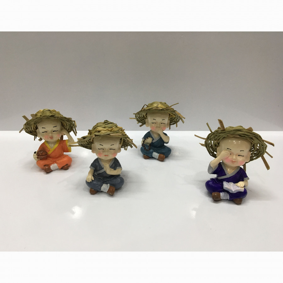 Bộ Tượng Chú Tiểu tứ Không – Đội nón Rơm