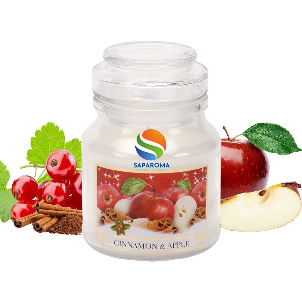 Hũ nến thơm tinh dầu Bartek Christmas Spices 130g QT018873 - cam, táo, quế, nến trang trí, thơm phòng, thư giãn, Hỗ trợ khử mùi (giao mẫu ngẫu nhiên)