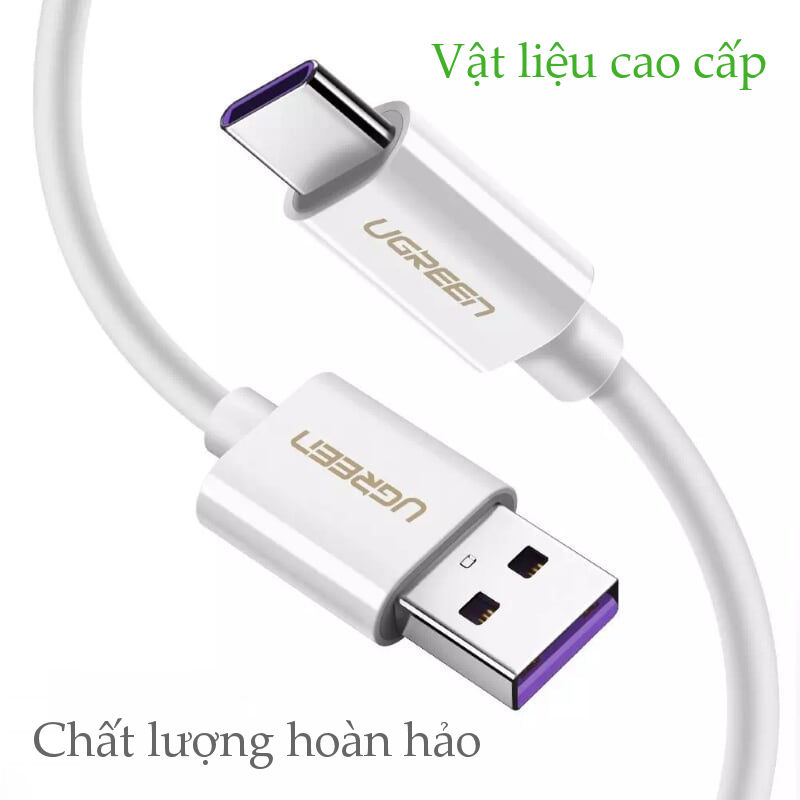 Cáp sạc và truyền dữ liệu từ cổng USB 2.0 sang cổng USB C của UGREEN US253 màu trắng dài 1.5m - Hàng nhâp khẩu chính hãng