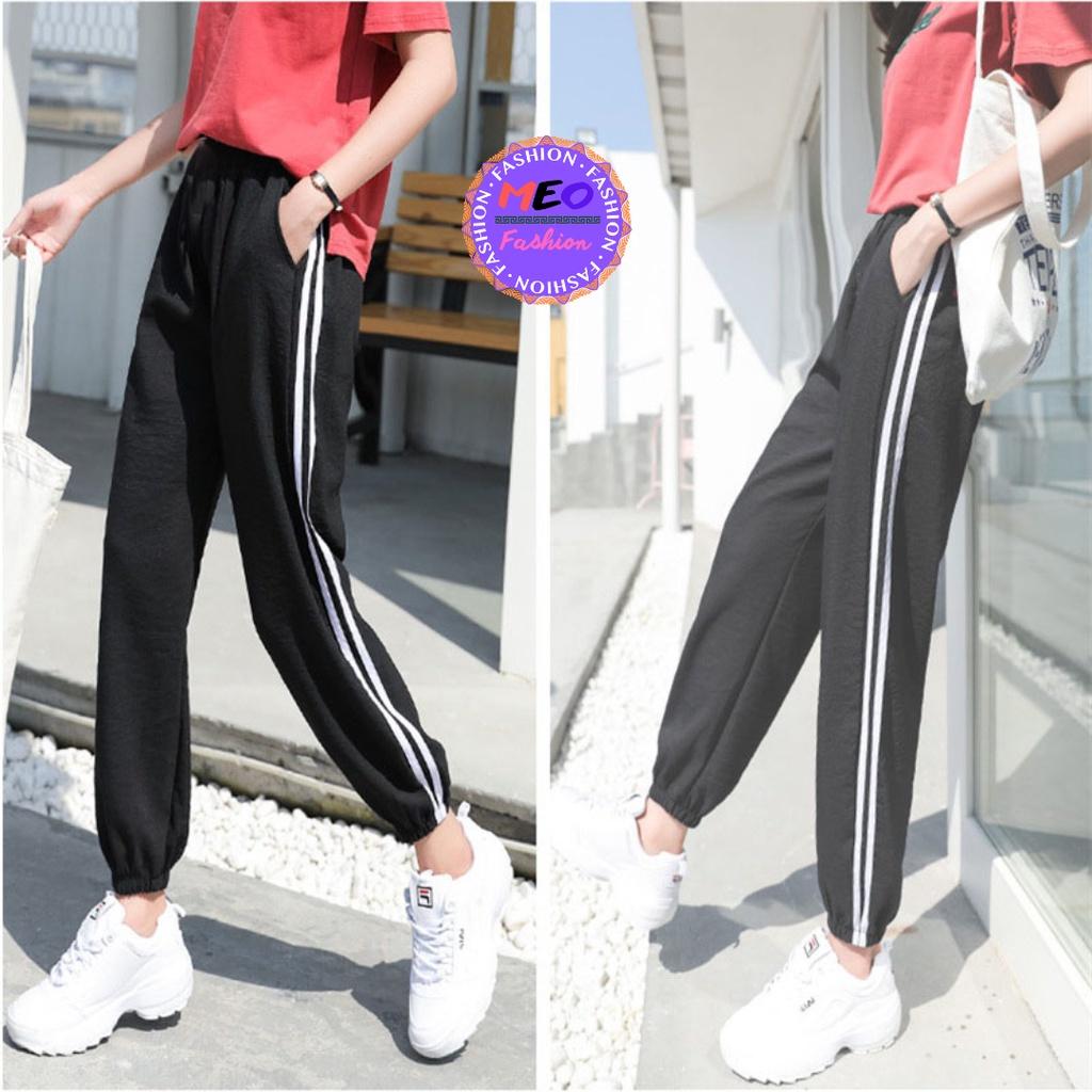 Quần Joggers Nữ DVGIT FASHION Bom Gấu Hai Sọc Mặc Đi Chơi Siêu Cute Chất Liệu Su Phong Cách DVGIT