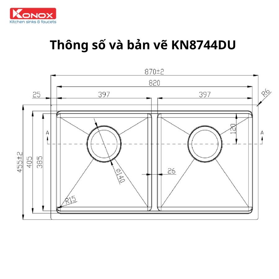 Chậu rửa bát inox KONOX Undermount Sink Cube 8744DU