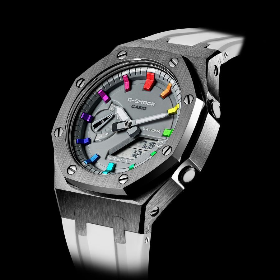 Đồng Hồ Nam Dây Nhựa Casio G-Shock GA-2110ET-8A AP Custom Grey White x Rainbow Royal Oak