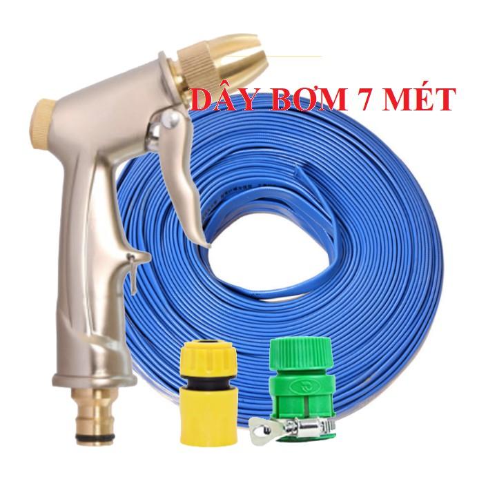 Bộ dây vòi xịt nước rửa xe, tưới cây . tăng áp 3 lần, loại 7m, 10m 206701-1 đầu đồng,cút,nồi v+ tặng túi đựng bút