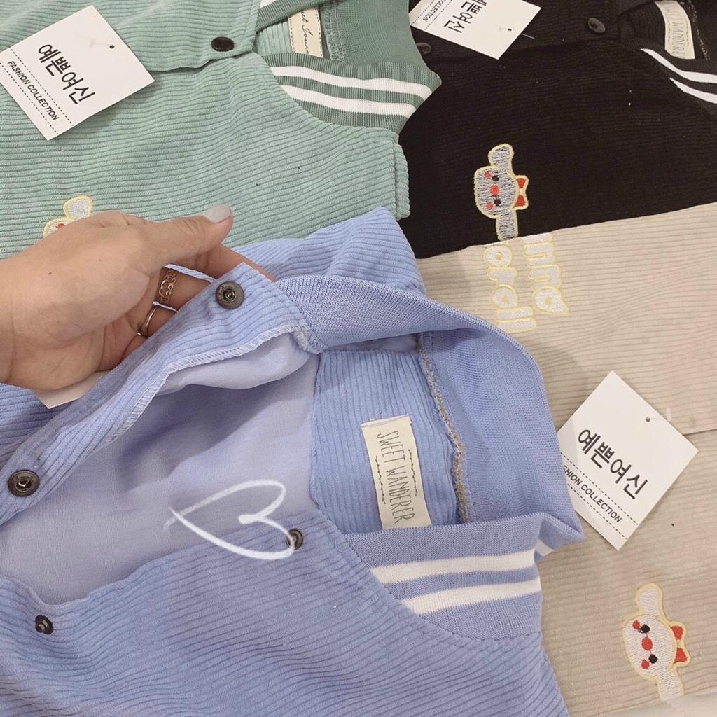 Áo Khoác Bomber Nhung Tăm 1 Lớp Logo Thêu CunoMoroll Siêu Cute