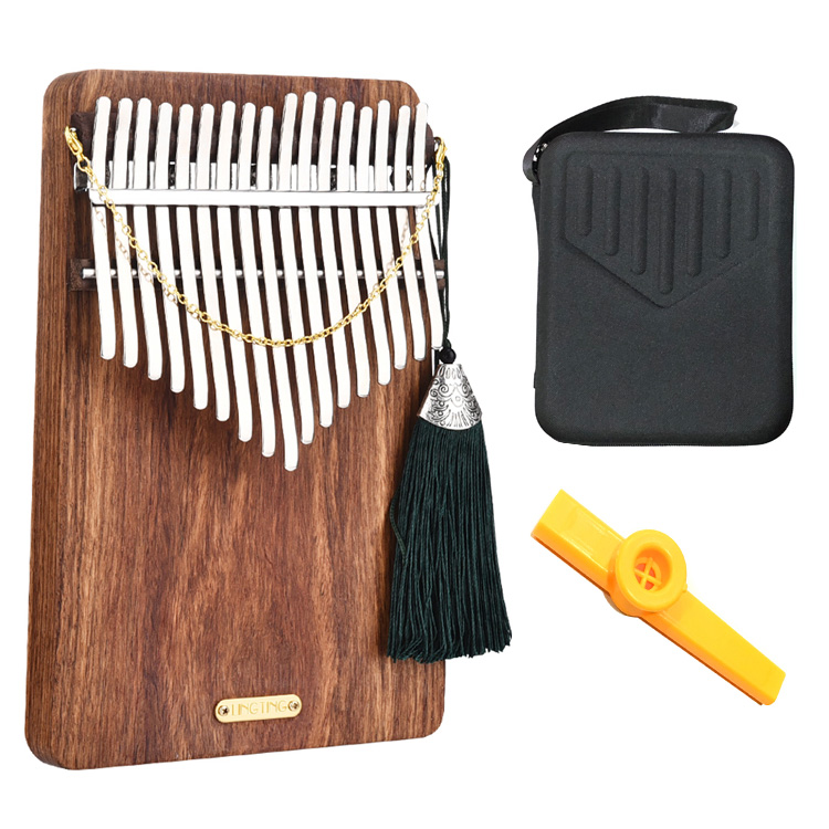 Đàn Kalimba LingTing 17 Phím Gỗ Tử Đàn LT-K17P (Hộp cứng chống sốc, Dầu giống gỉ phím, Dây tạo tiếng vang, Búa chỉnh âm, Túi đựng, Pickup nối ra loa, Dây treo trang trí Ling Ting K17P) - Kèm Kèn Kazoo DreamMaker.