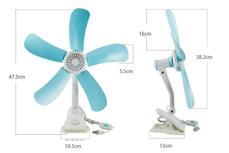 Quạt mini kẹp bàn 5 cánh , quạt mini kẹp tường, quạt mini kẹp trần (quạt ký túc xá sinh viên, quạt kẹp giường ngủ) - Hàng chính hãng
