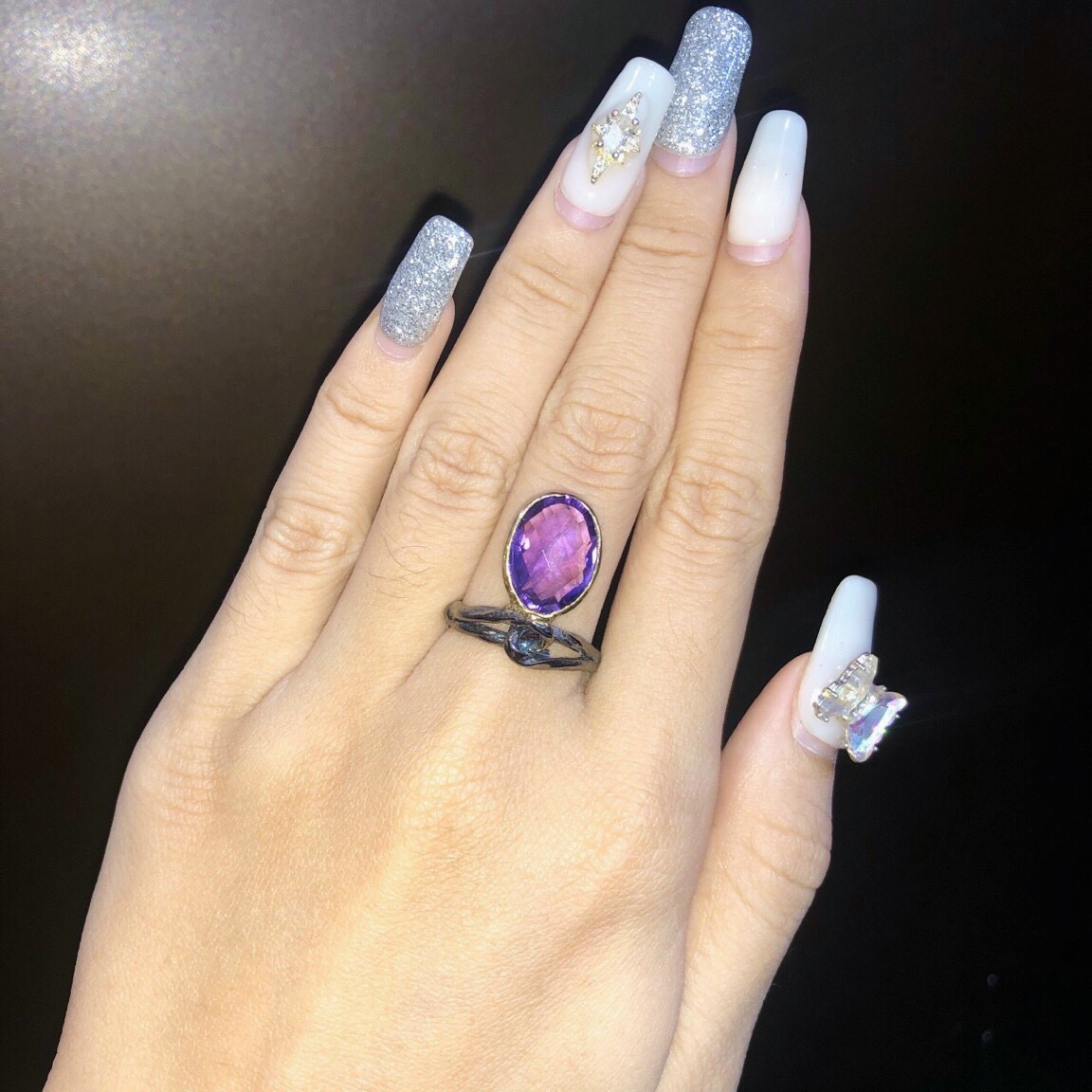 Nhẫn thiết kế đính đá Amethyst – Turkish Handcrafted