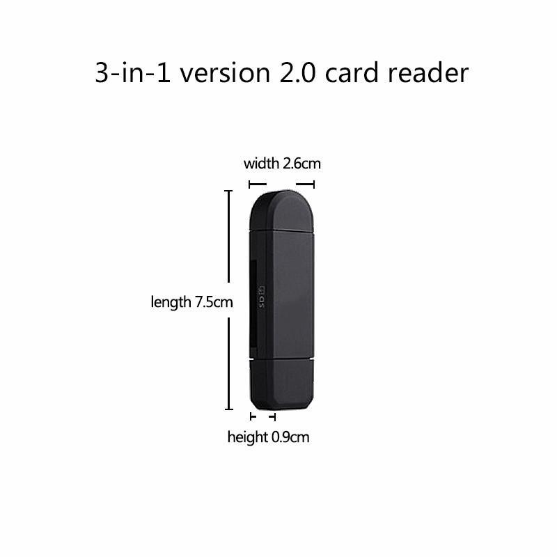 Đầu đọc thẻ nhớ tốc độ cao hai cổng USB/Micro USB/ type C 3 trong 1 tiện lợi