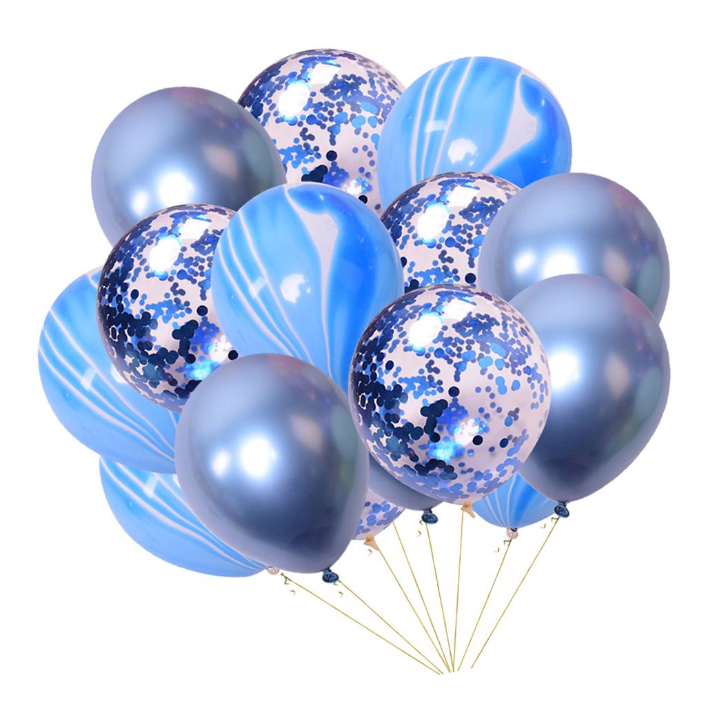 15x Latex Confetti Foil Balloons Wedding Birthday Hen Party Supplies Blue