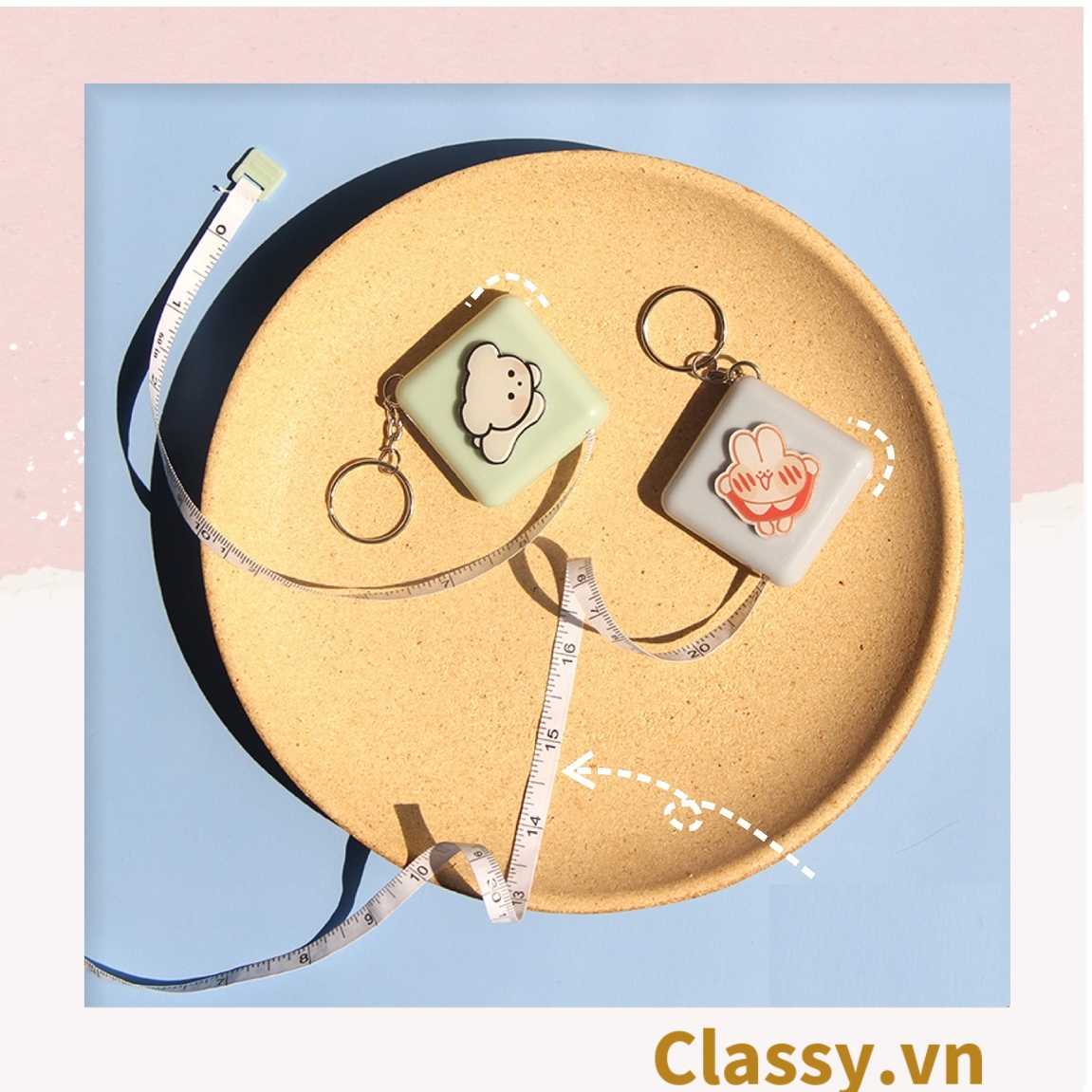 Classy Móc khóa, thước dây hộp nhựa siêu dễ thương PK1553