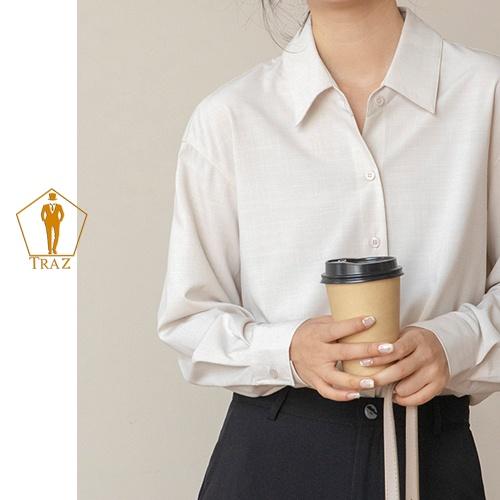 Áó Sơ Mi Trắng Nữ TRAZ Phom Dáng Suông Unisex Basic Dài Tay Cực Xinh