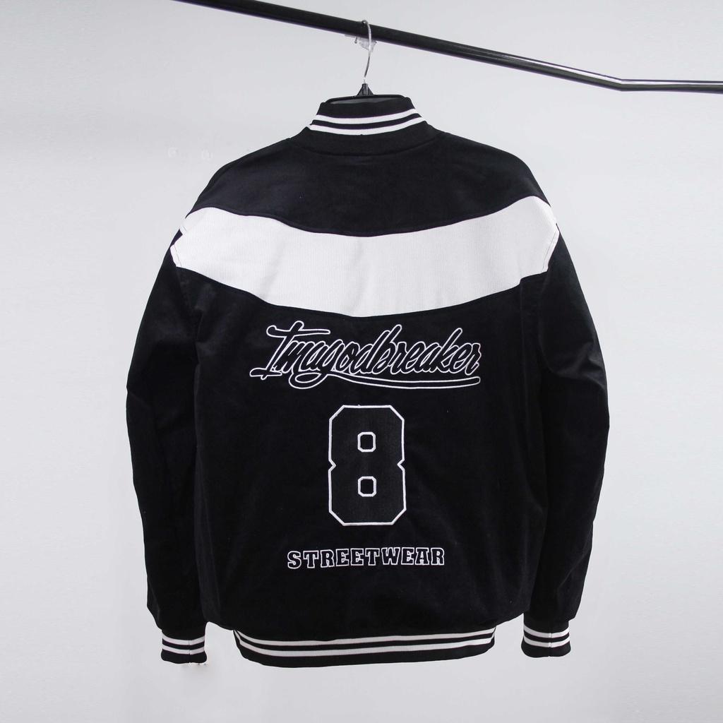 Black White 8 Varsity - Áo Khoác Số 8 Đen Trắng iMA God Breaker Local Brand