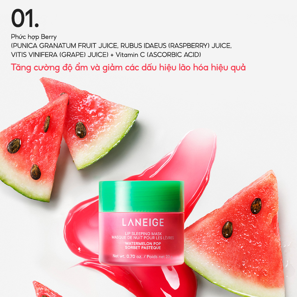 [MỚI] Mặt nạ ngủ dành cho môi hương dưa hấu Laneige Lip Sleeping Mask Watermelon Pop 20g