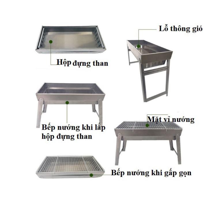 Bếp nướng than hoa, bếp nướng dã ngoại dạng gấp gọn size to 58x20x40cm