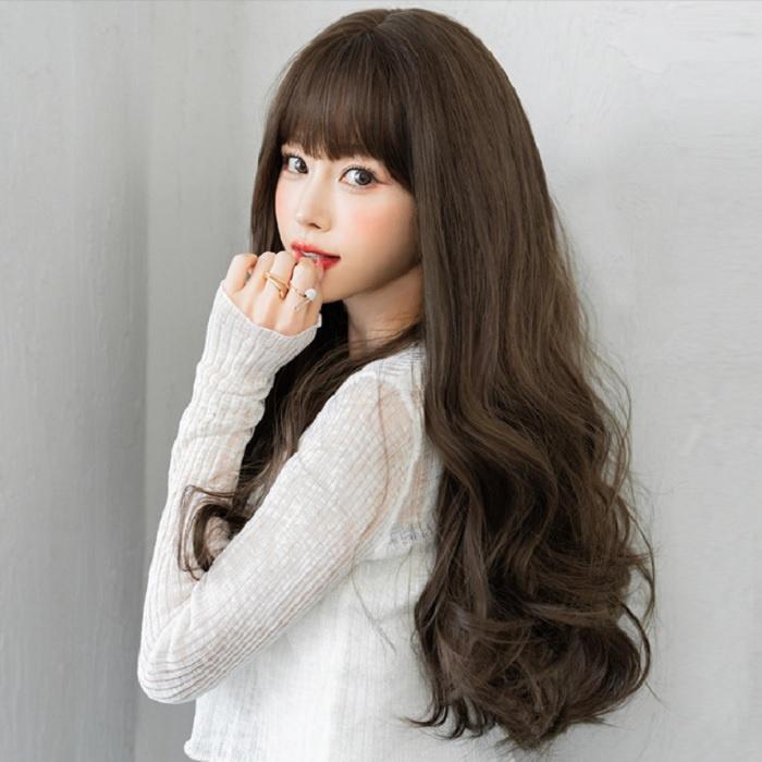 Bộ tóc giả nữ Hàn Quốc nguyên đầu màu nâu , vàng + tặng kèm lưới ONLINE_SHOPPING_1102
