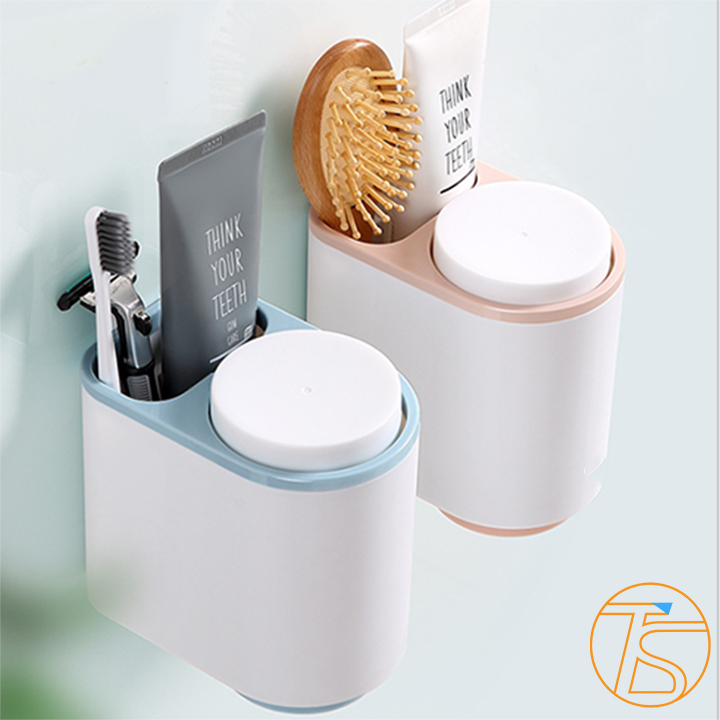 Kệ Nhà Tắm Dán Tường Để Bàn Chải Và Kem Đánh Răng E1905 Có Theo 2 Cốc
