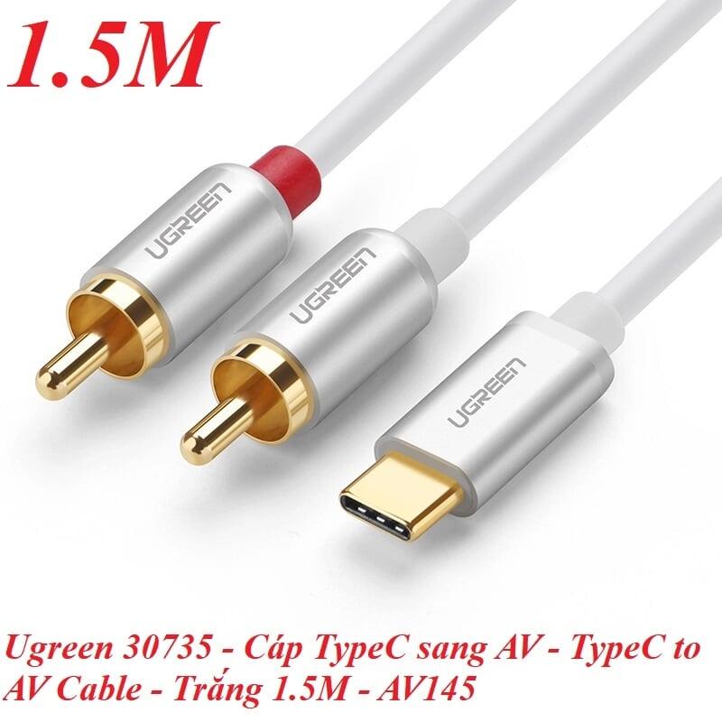 Ugreen UG30735AV145TK 1.5M màu trắng Dây chuyển đổi USB-C sang 2RCA có chipset - HÀNG CHÍNH HÃNG