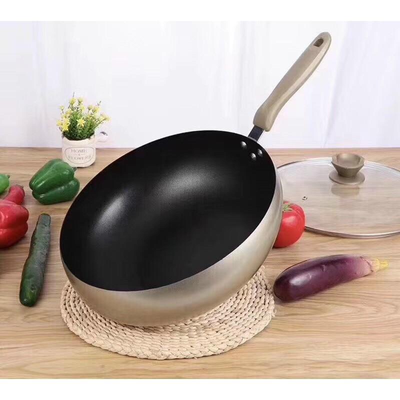 Chảo chống dính siêu bền đá sâu Coopia Hàn Quốc có nắp kính size 32cm