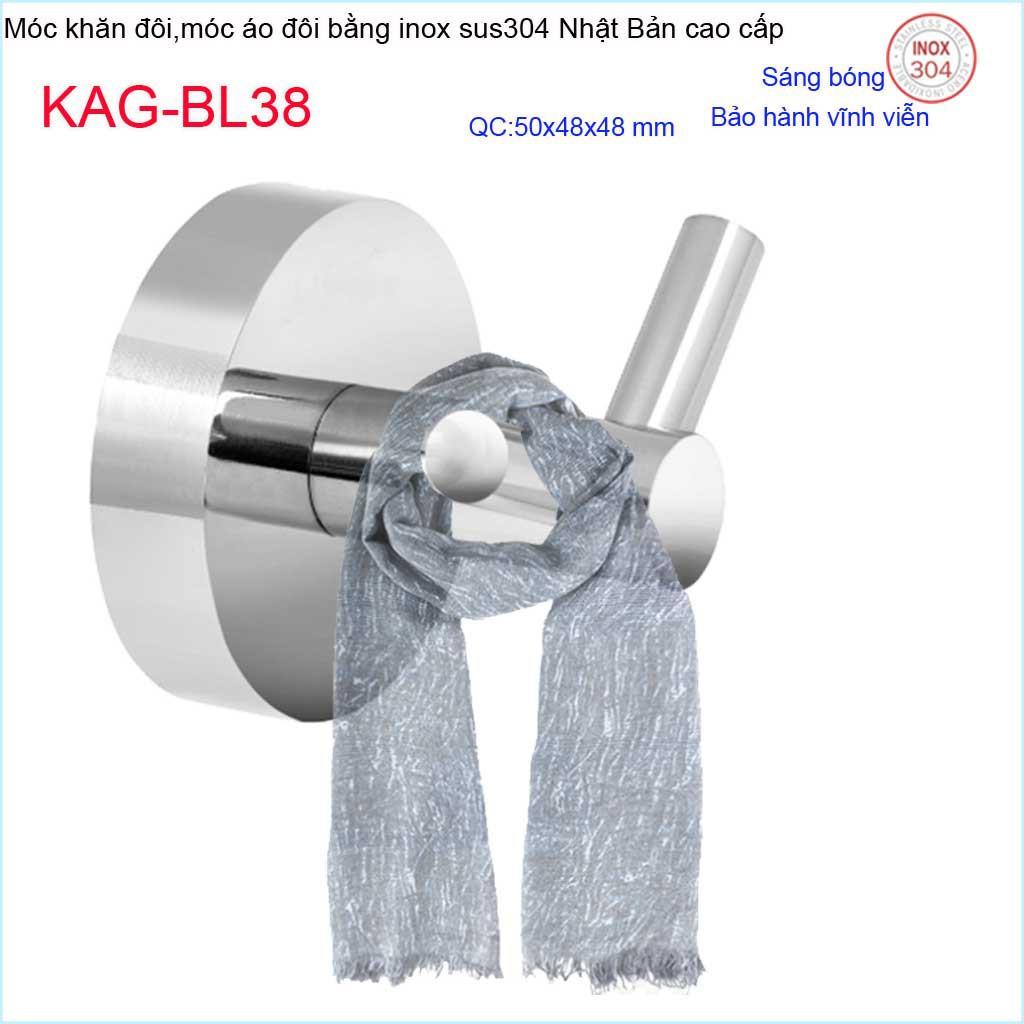 Móc khăn 2, Phụ kiện phòng tắm cao cấp Kace,móc áo đôi inox 304 Nhật Bản KAG-BL38