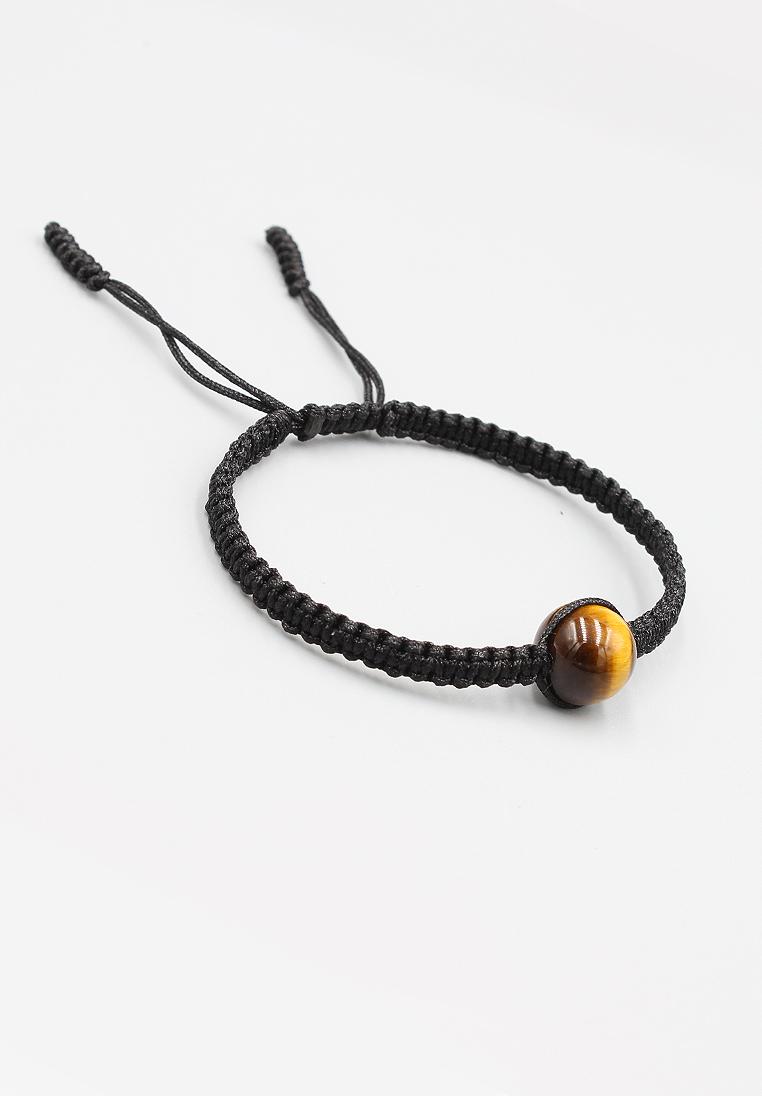 Vòng Tay Thắt Dây Thủ Công Phối Đá Mắt Hổ Vàng Đen Tự Nhiên  10mm