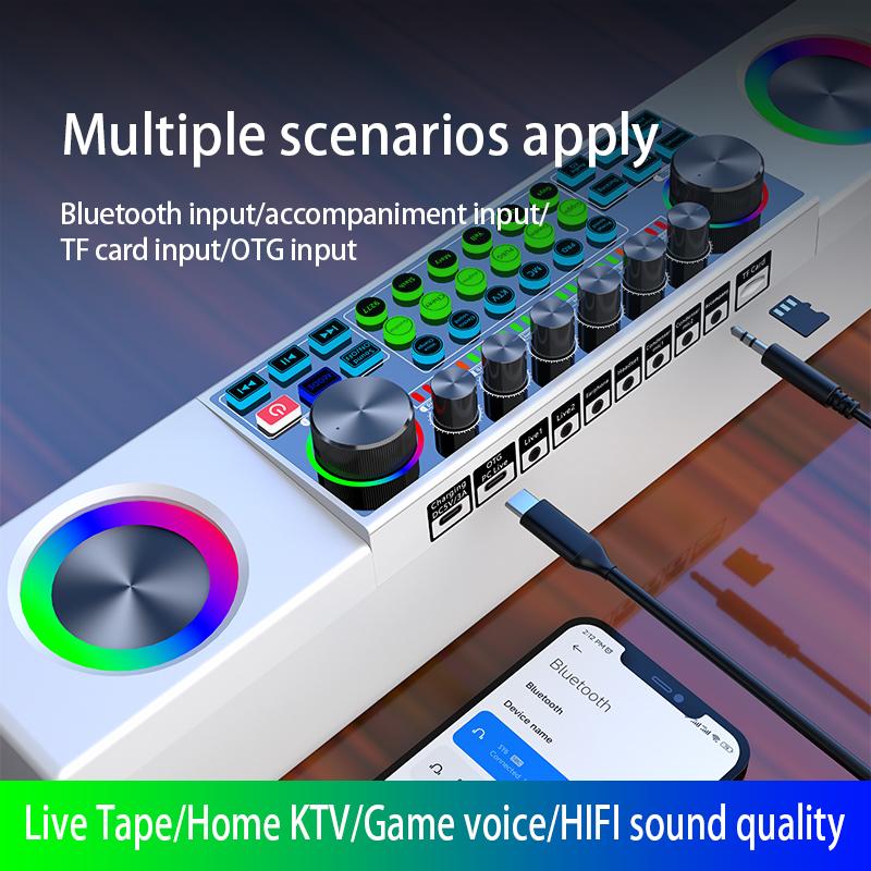 Thiết bị thẻ âm thanh phát sóng trực tiếp đặc biệt Loa Bluetooth không dây đa chức năng Máy đa năng Family KTV Color: Dual mic set