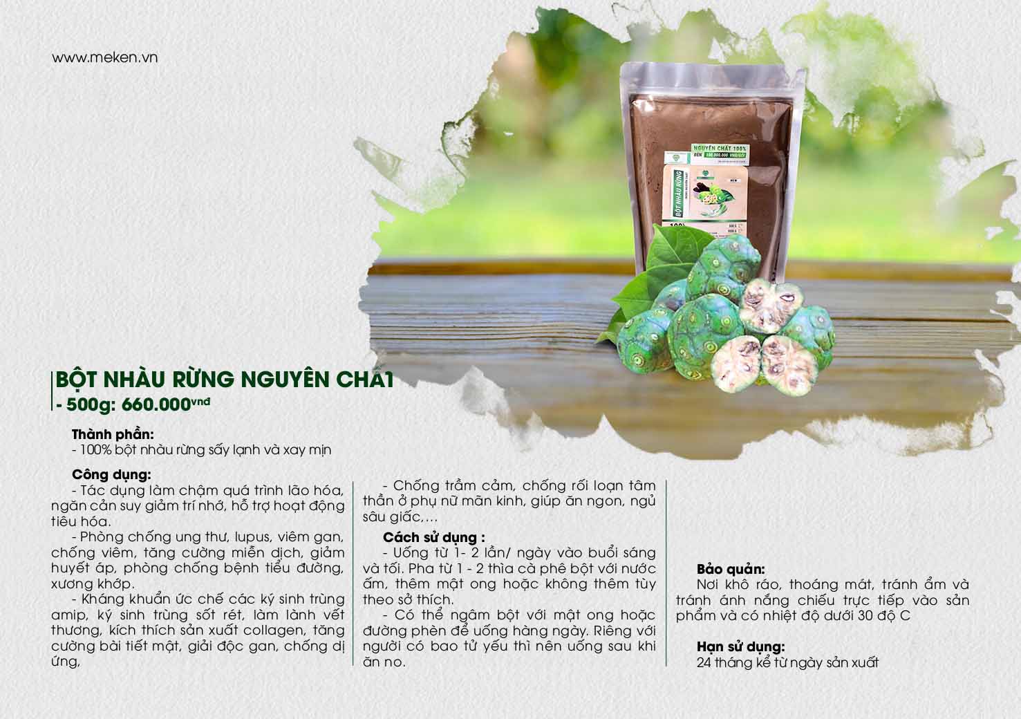 BỘT NHÀU RỪNG NGUYÊN CHẤT (500gr)