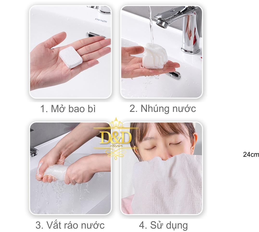 Set 5 khăn mặt nén du lịch dùng 1 lần ETRAVEL - 24x30cm