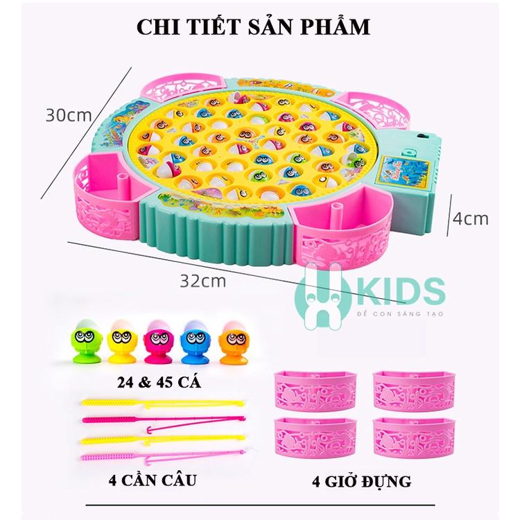 Bộ Đồ Chơi Câu Cá Trẻ Em Có Nhạc Kèm Pin, Bộ Câu Cá Thông Minh Cho Bé To Đẹp Sẵn 4 Cần + 45 Cá Giải Trí Vui Nhộn