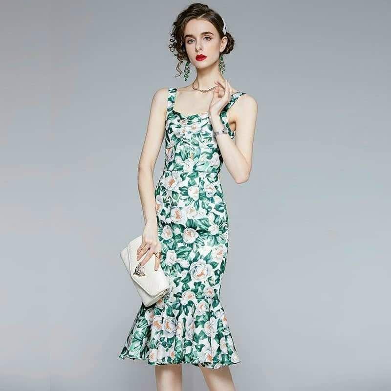 HÀNG NHẬP - ĐẦM BODY LỤA ĐUÔI CÁ 2 DÂY