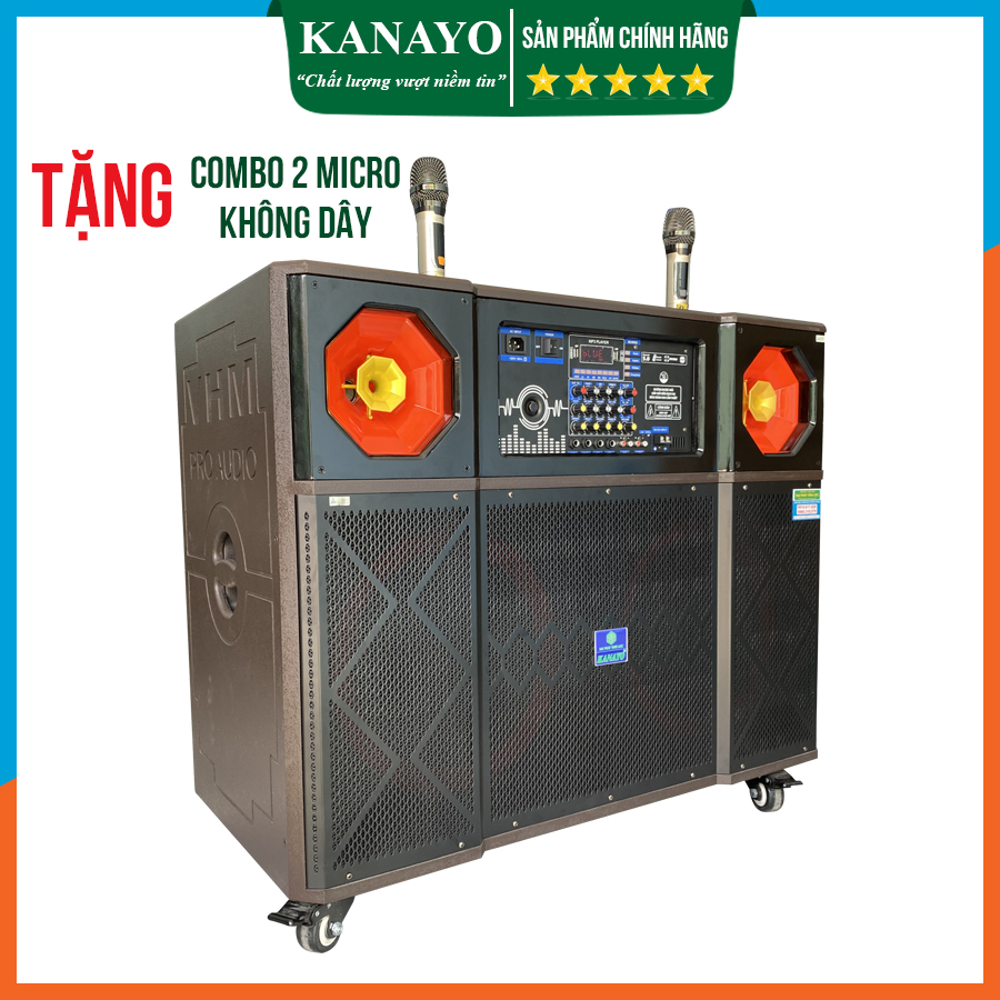 Loa 4 tấc đôi Kanayo K-2500 2 bass 40 công suất lớn 2500W/max Thùng gỗ chóng trầy | Tặng 2 micro cao cấp chóng hú | Hàng chính hãng