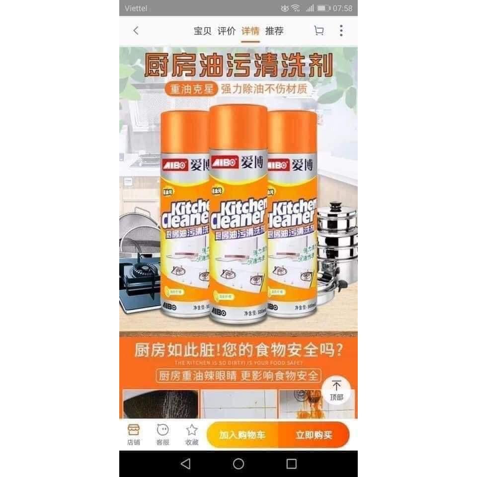 Chai xịt tẩy bếp đa năng KITCHEN CLEANER 500ml siêu tiện dụng