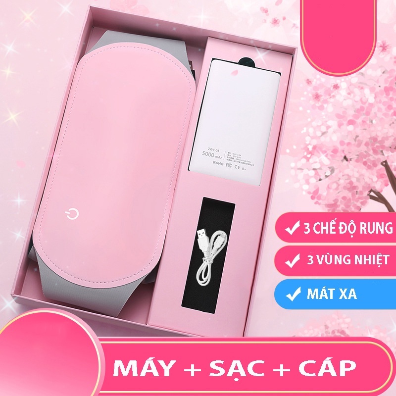 Đai Đeo Massage Giảm Đau, Tan Mỡ Bụng, Sưởi Ấm Bụng Phụ Nữ Kỳ Kinh Nguyệt Bằng Sóng Hồng Ngoại Cao Cấp Chính Hãng