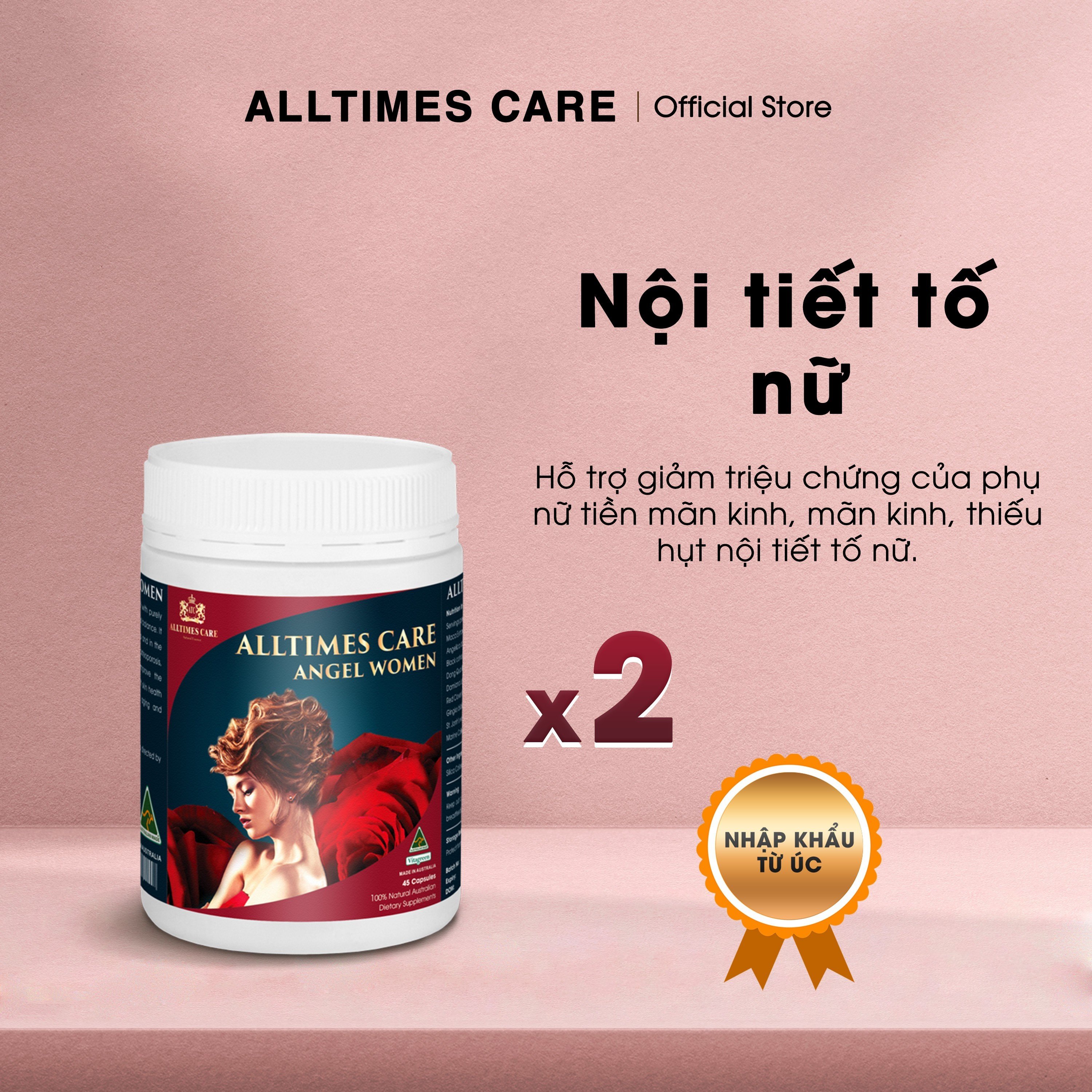 [COMBO 2 HỘP] Thực phẩm bảo vệ sức khỏe hỗ trợ cải thiện nội tiết tố nữ ALLTIMES CARE ANGEL WOMEN - Hộp 60 viên