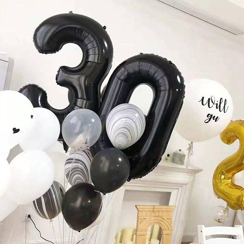 BÓNG SỐ TRANG TRÍ MÀU ĐEN 0-9