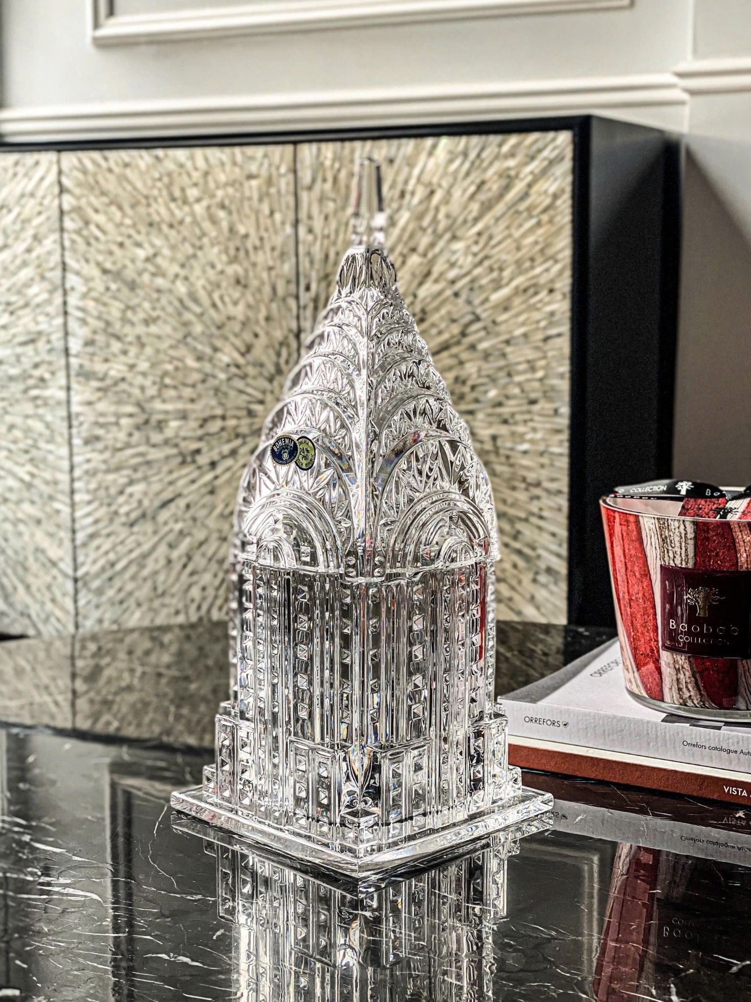 Thố pha lê Crystal Bohemia Building 30 cm hàng chính hãng