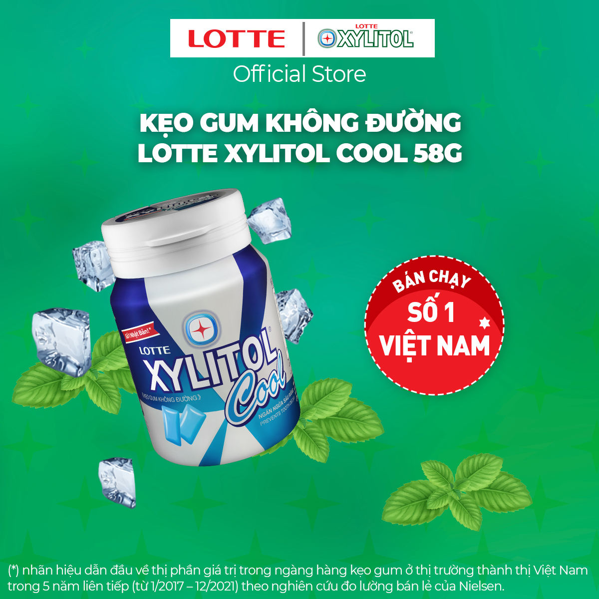 Combo 6 hũ Kẹo gum không đường Lotte Xylitol Cool 55.1 g