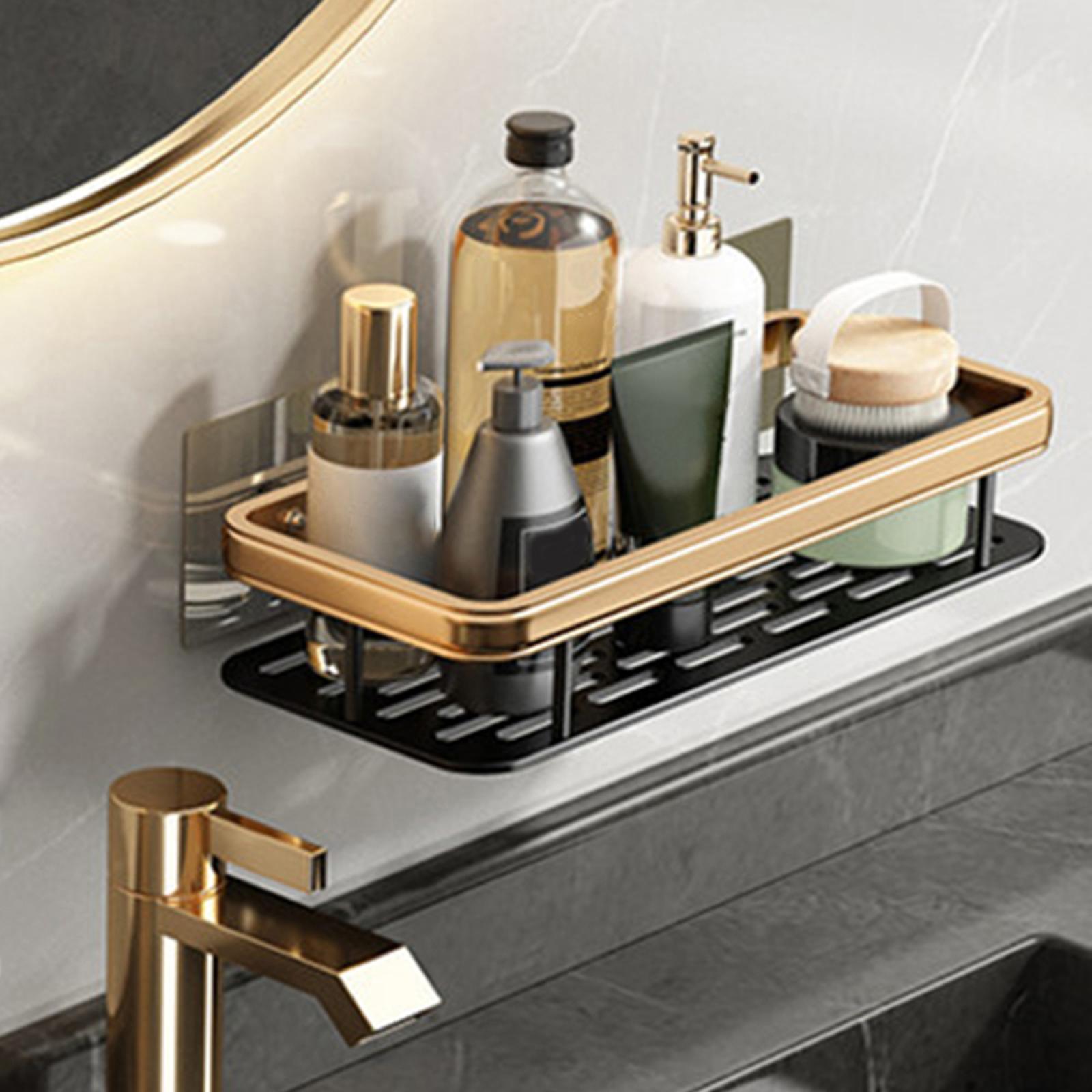Shower Caddy Basket Punch-Free Rustproof Bathroom Shelf Shelves Storage Rack for Kitchen Hotel Restroom Bathroom Accessories Shower Shelf