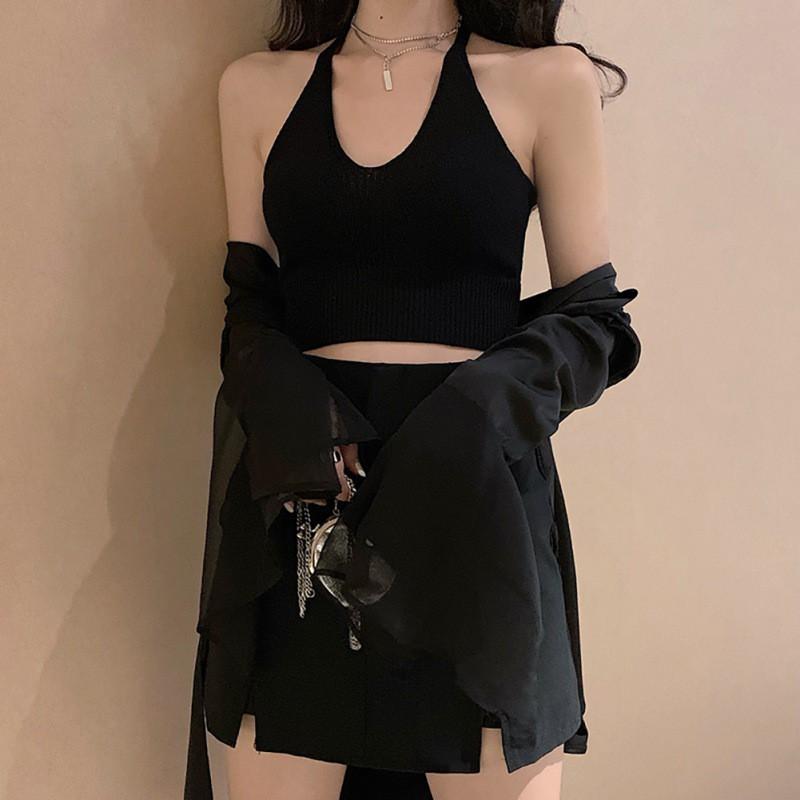 Áo cổ yếm dáng ngắn thời trang cho nữ