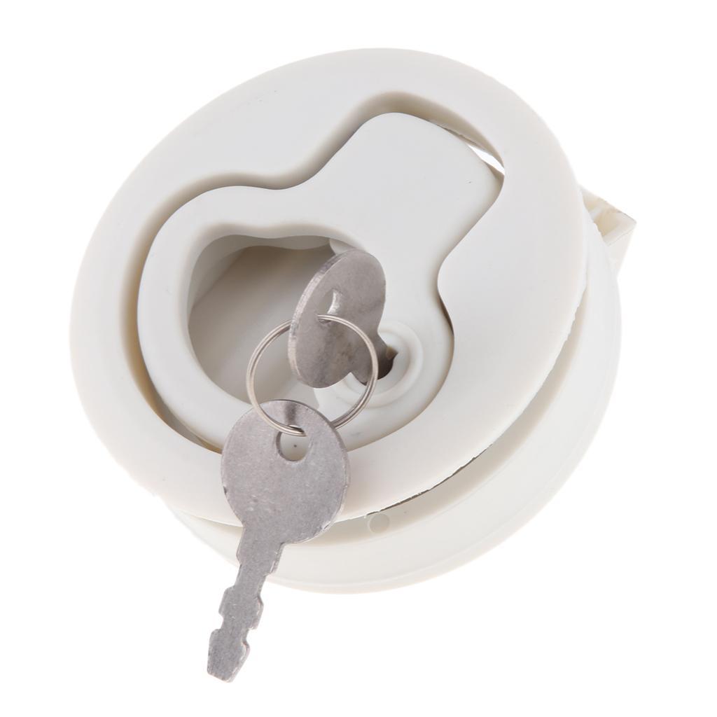White Round Boat Locker Latch Marine Lock Flush Handle with Key