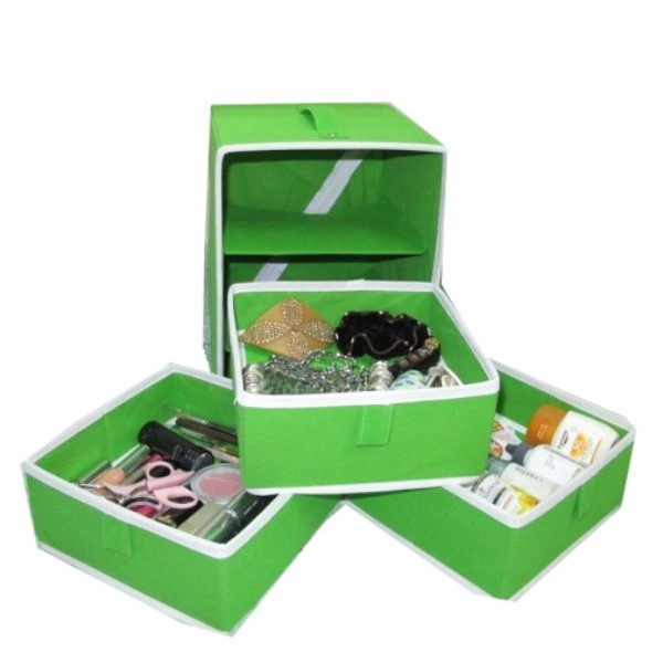 Hộp Vải Đựng Đồ 3 Ngăn 50X30x20 - Giao màu ngẫu nhiên