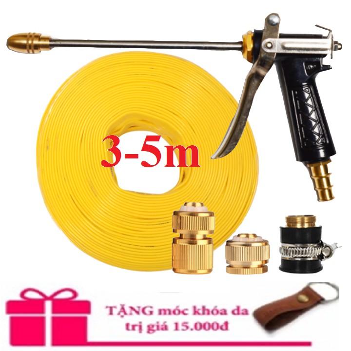 Bộ dây vòi xịt nước rửa xe,tưới cây .tăng áp 3 lần, loại 3m, 5m 206318 đầu đồng,cút đồng,nối đồng+ tặng móc khoá