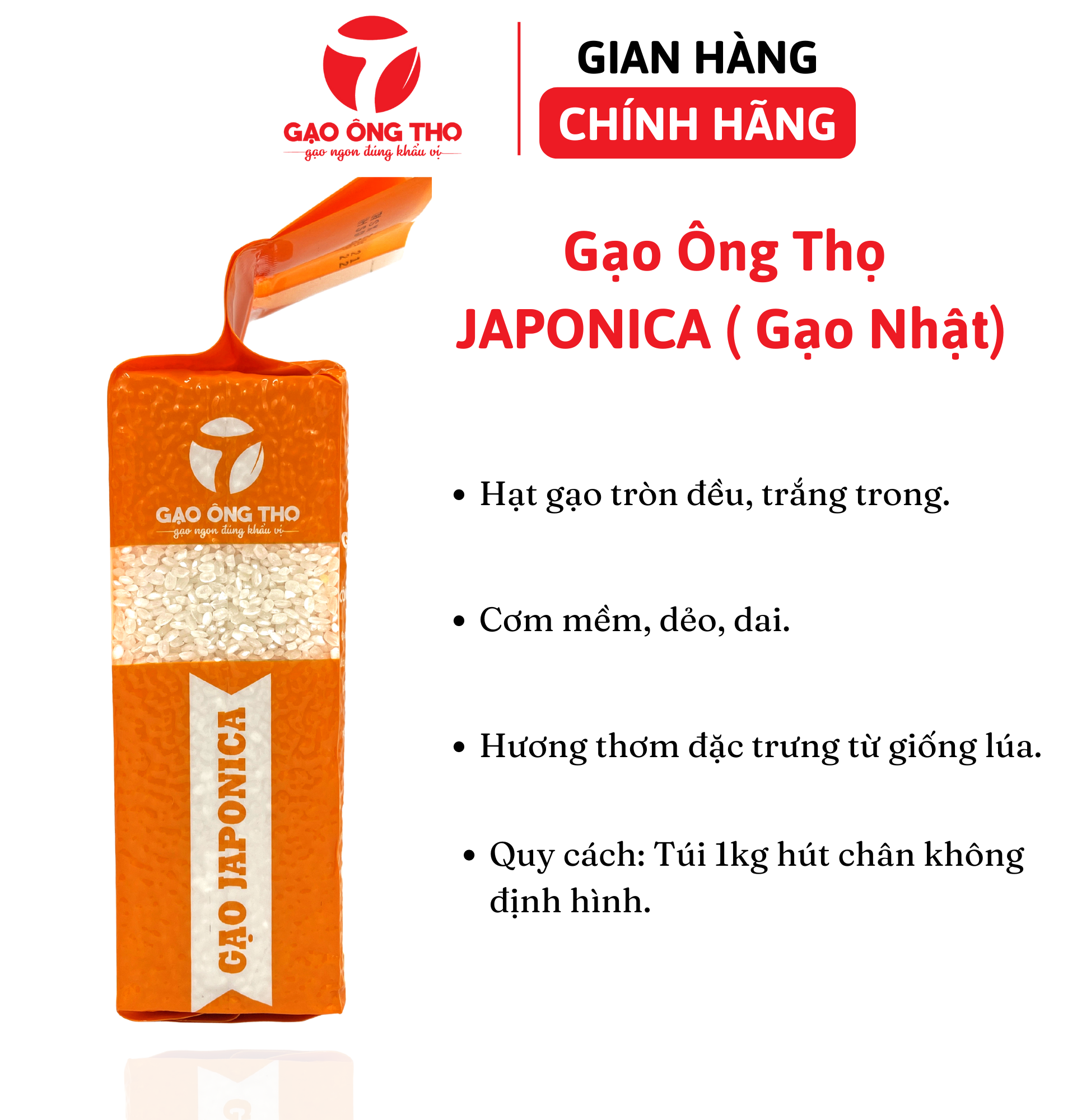 Gạo Ông Thọ- Japonica túi 1kg