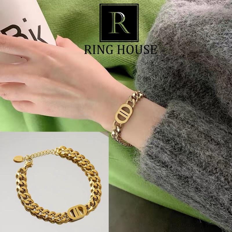 (Titan) Lắc Tay Vòng Tay Nữ Dây Xích Titan Không Gỉ Vàng Gold Cá Tính DO Đẹp Ring House