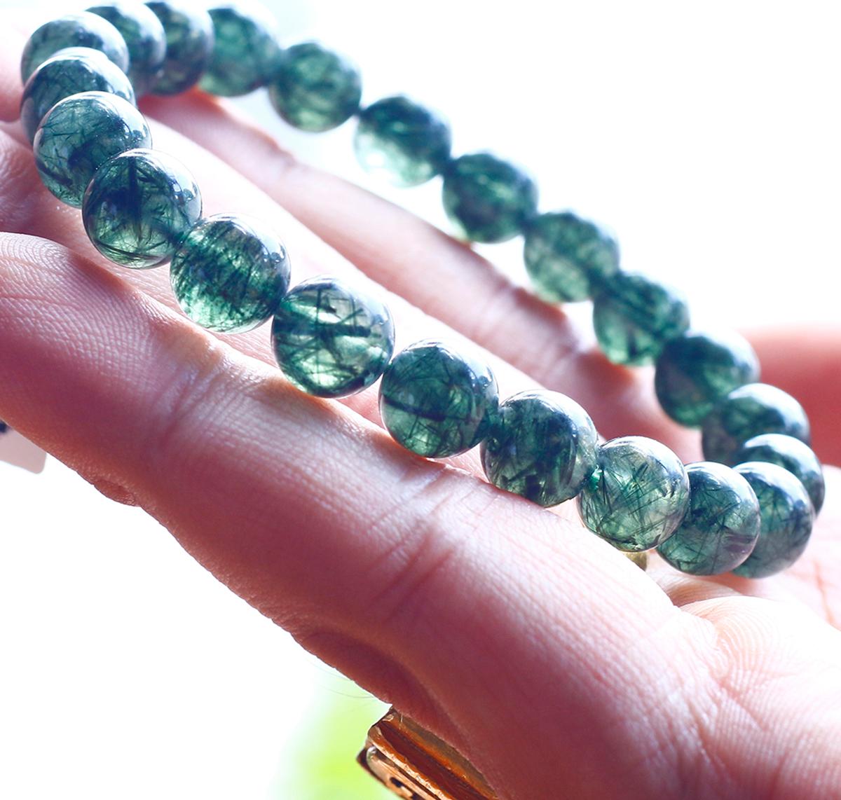 Vòng tay đá thạch anh tóc xanh mệnh hỏa, mộc - Ngọc Quý Gemstones