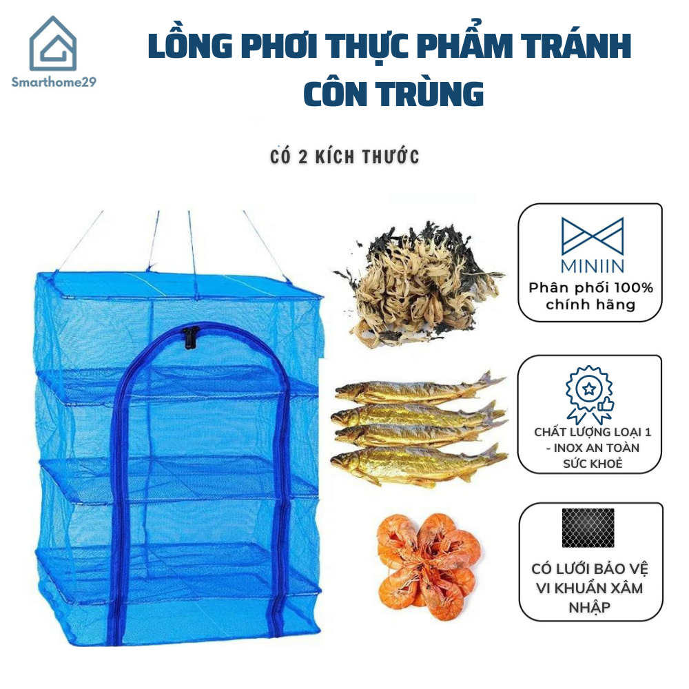 Lồng Phơi Thực Phẩm, Phơi Cá Khô Chống Ruồi Muỗi, Côn Trùng Bằng Lưới PE Dễ Dàng Vệ Sinh,Thu Gọn - HÀNG CHÍNH HÃNG MINIIN