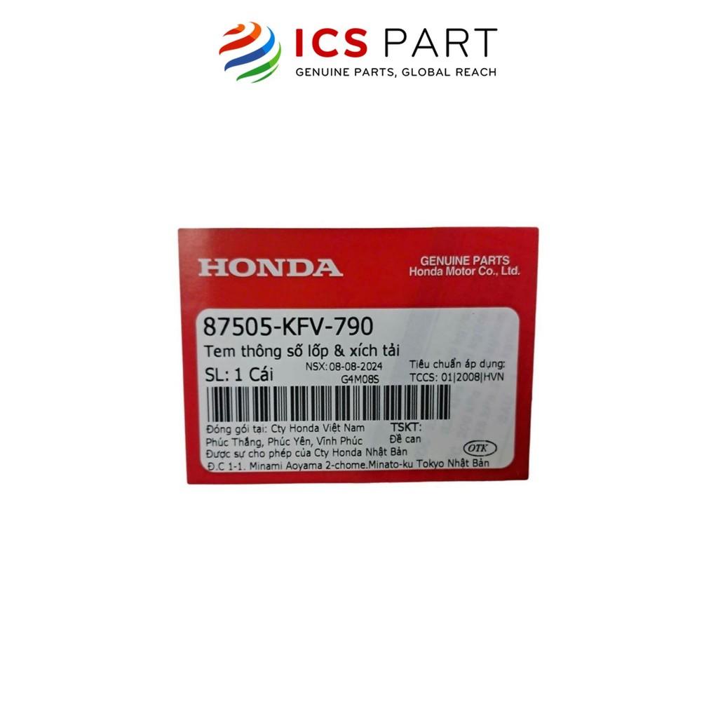 Tem Thông Số Lốp, Xích Tải HONDA Dream 100 (87505KFV790)