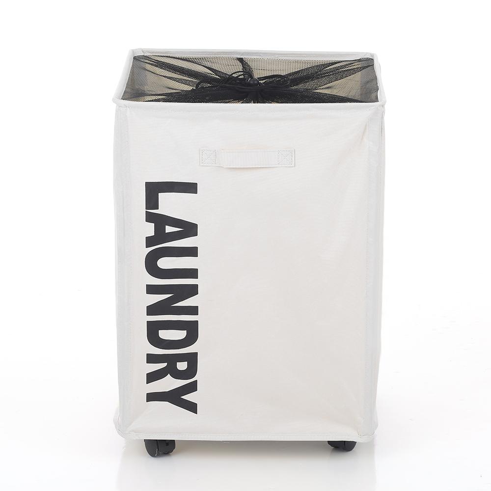 Giỏ vải Oxford dây rút dạng lưới dung tích lớn Với 4 bánh xe di chuyển tiện lợi có thể gập gọn