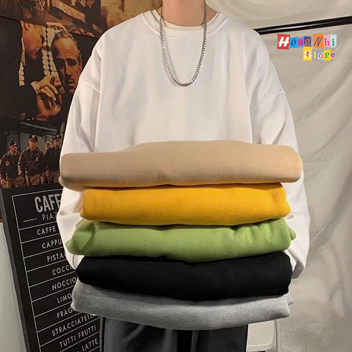 Áo Sweater Trơn Chất Nỉ Lót Bông Màu Trắng - Sweater Unisex - MM