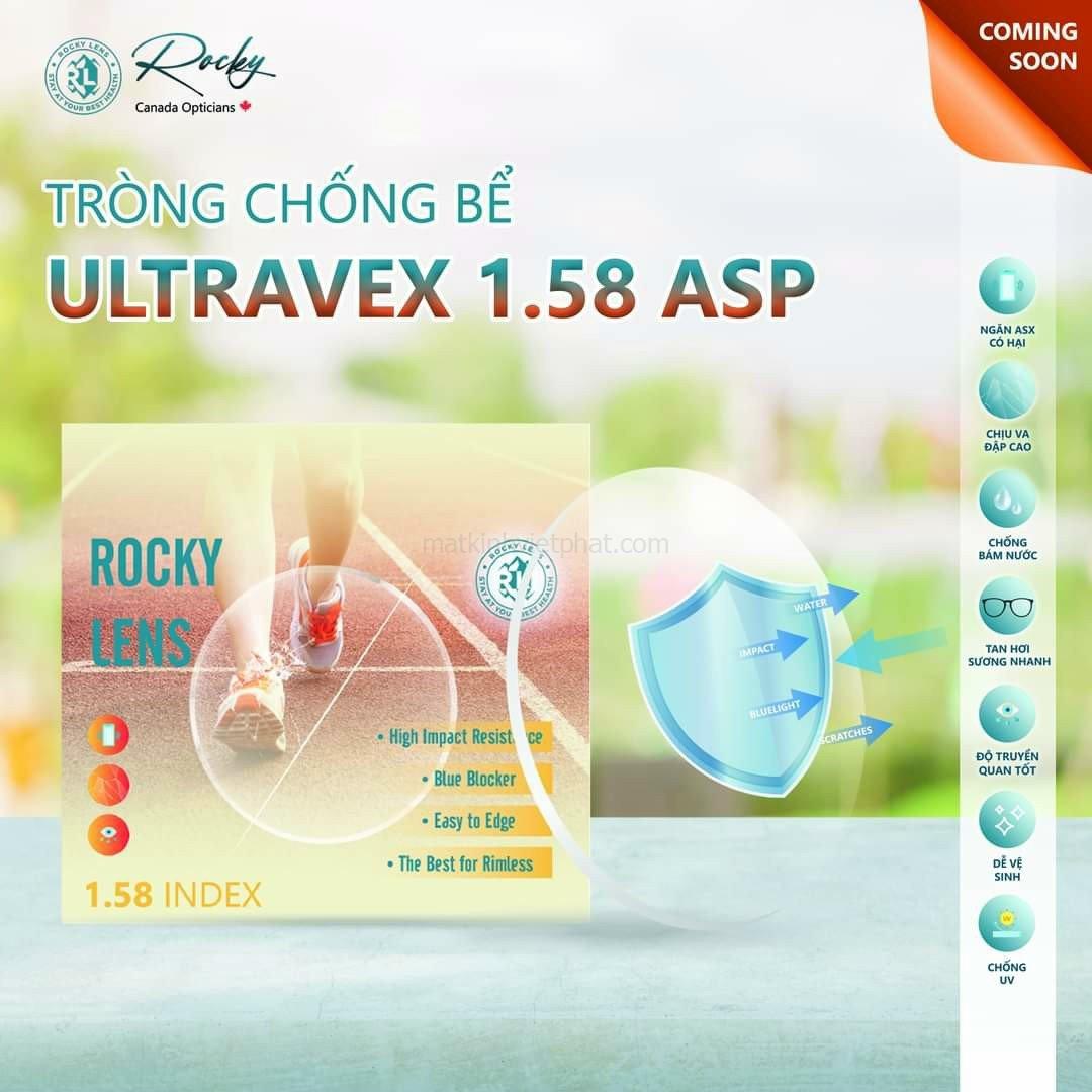 Tròng kính chống bể ánh sáng xanh Rocky Blue 1.58 ASP